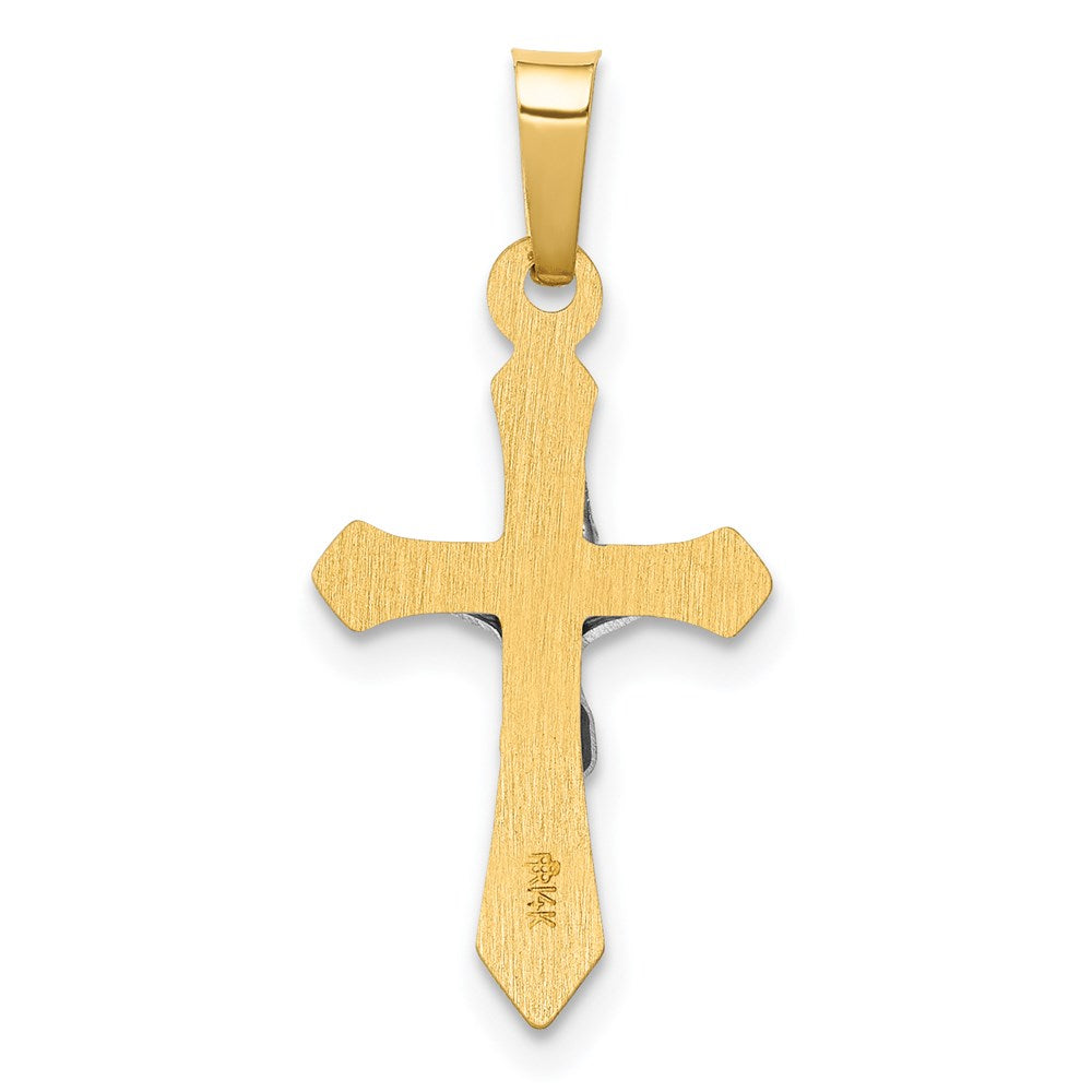 14k Two-tone 11.5 mm Polished INRI Crucifix Pendant (0.44 grams)