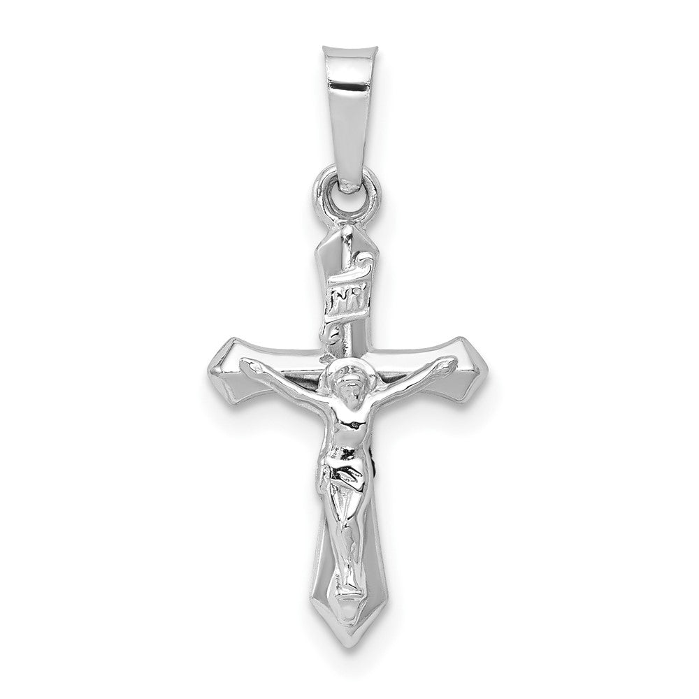 14k White Gold 11.5 mm Polished INRI Crucifix Pendant (0.44 grams)