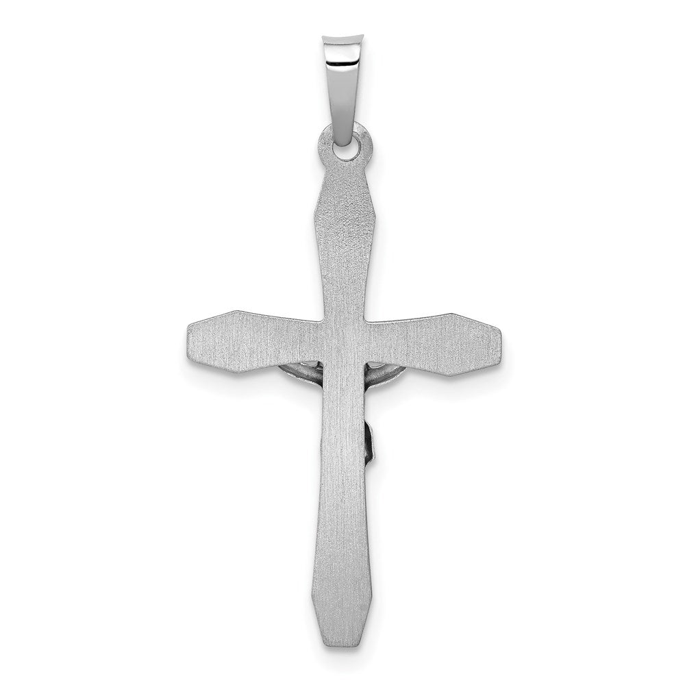 14k White Gold 17 mm Polished INRI Crucifix Pendant (0.73 grams)