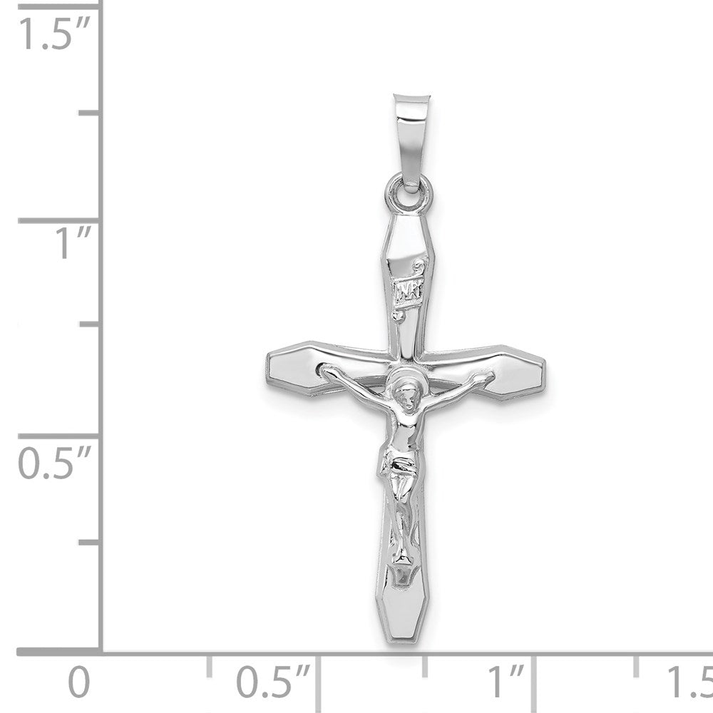 14k White Gold 17 mm Polished INRI Crucifix Pendant (0.73 grams)