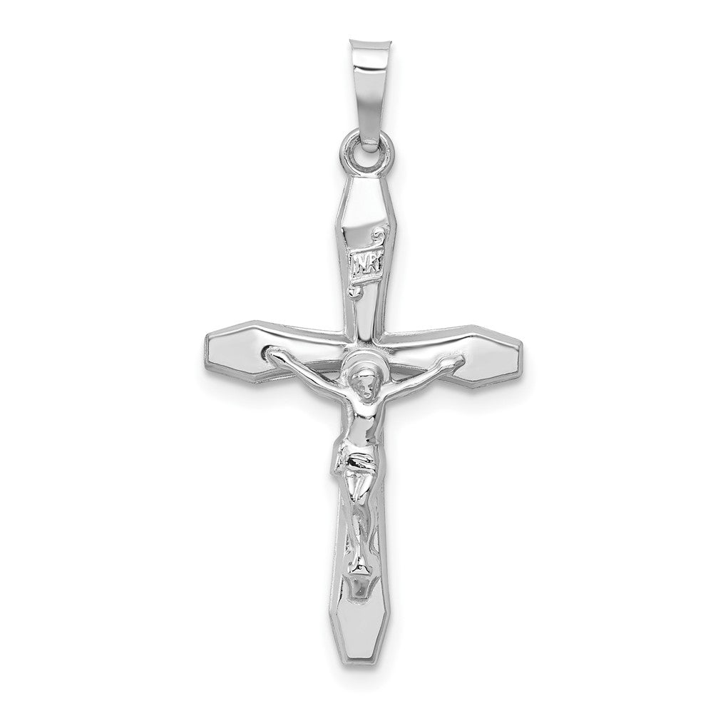 14k White Gold 17 mm Polished INRI Crucifix Pendant (0.73 grams)