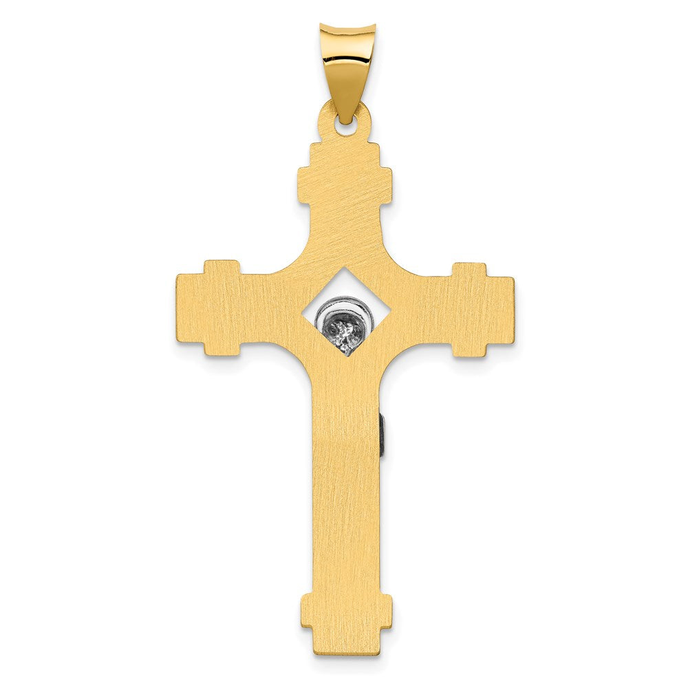 14k Two-tone 24 mm Polished INRI Crucifix Pendant (1.87 grams)