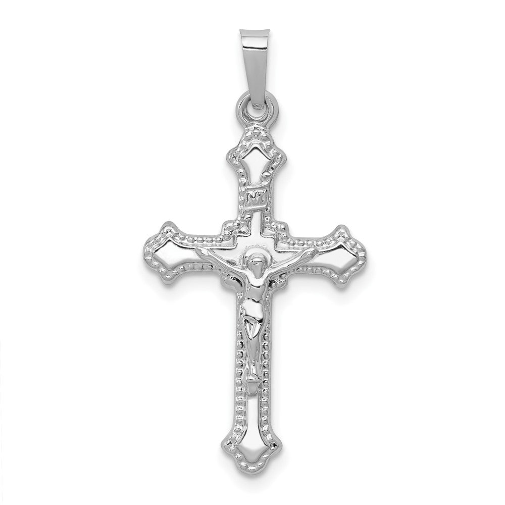 14k White Gold 17 mm Polished INRI Crucifix Pendant (0.75 grams)
