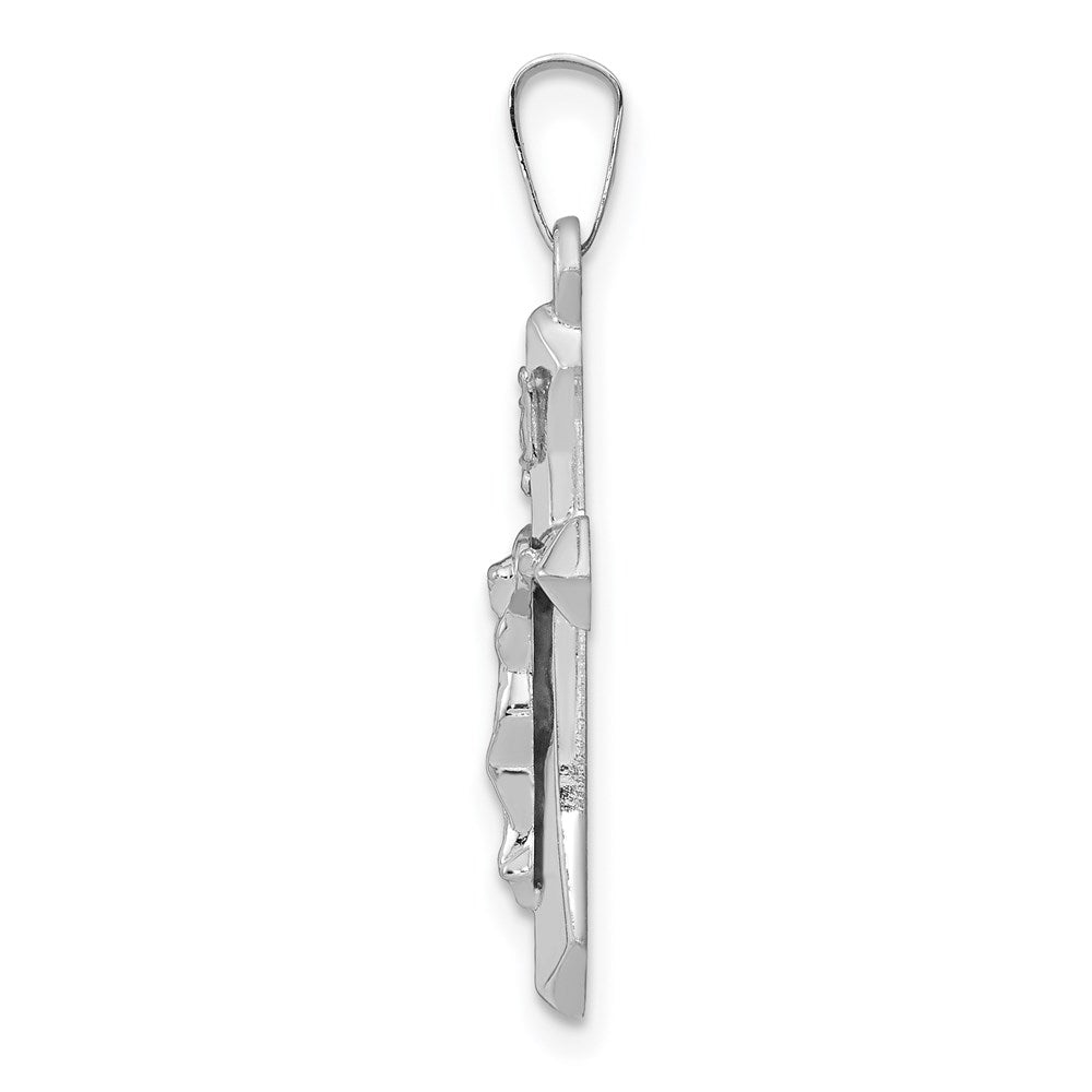 14k White Gold 14.35 mm Polished INRI Crucifix Pendant (0.61 grams)