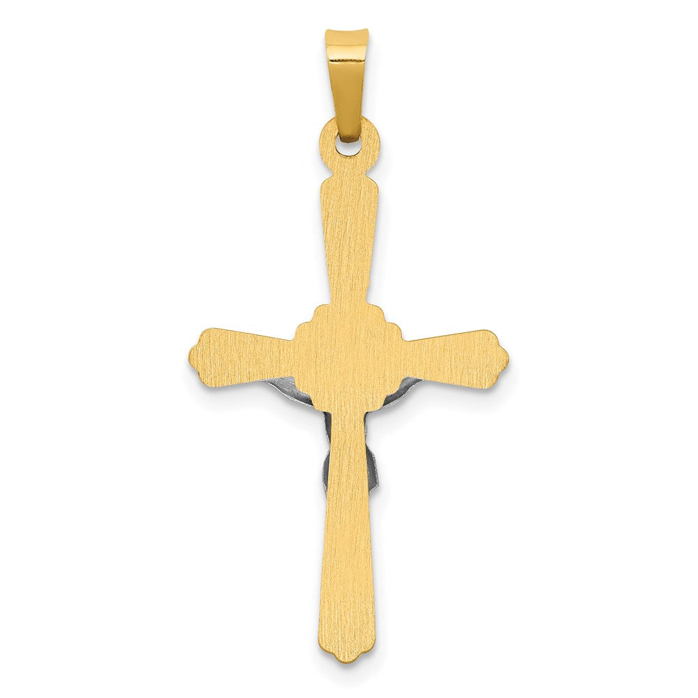 14k Two-tone 17 mm Two-tone Polished Inri Crucifix Pendant (0.67 grams)