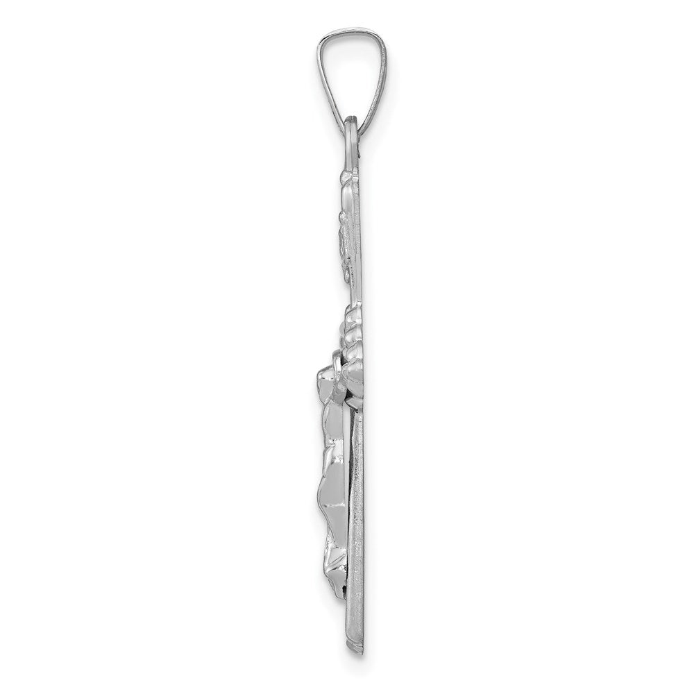 14k White Gold 17 mm Polished INRI Crucifix Pendant (0.67 grams)