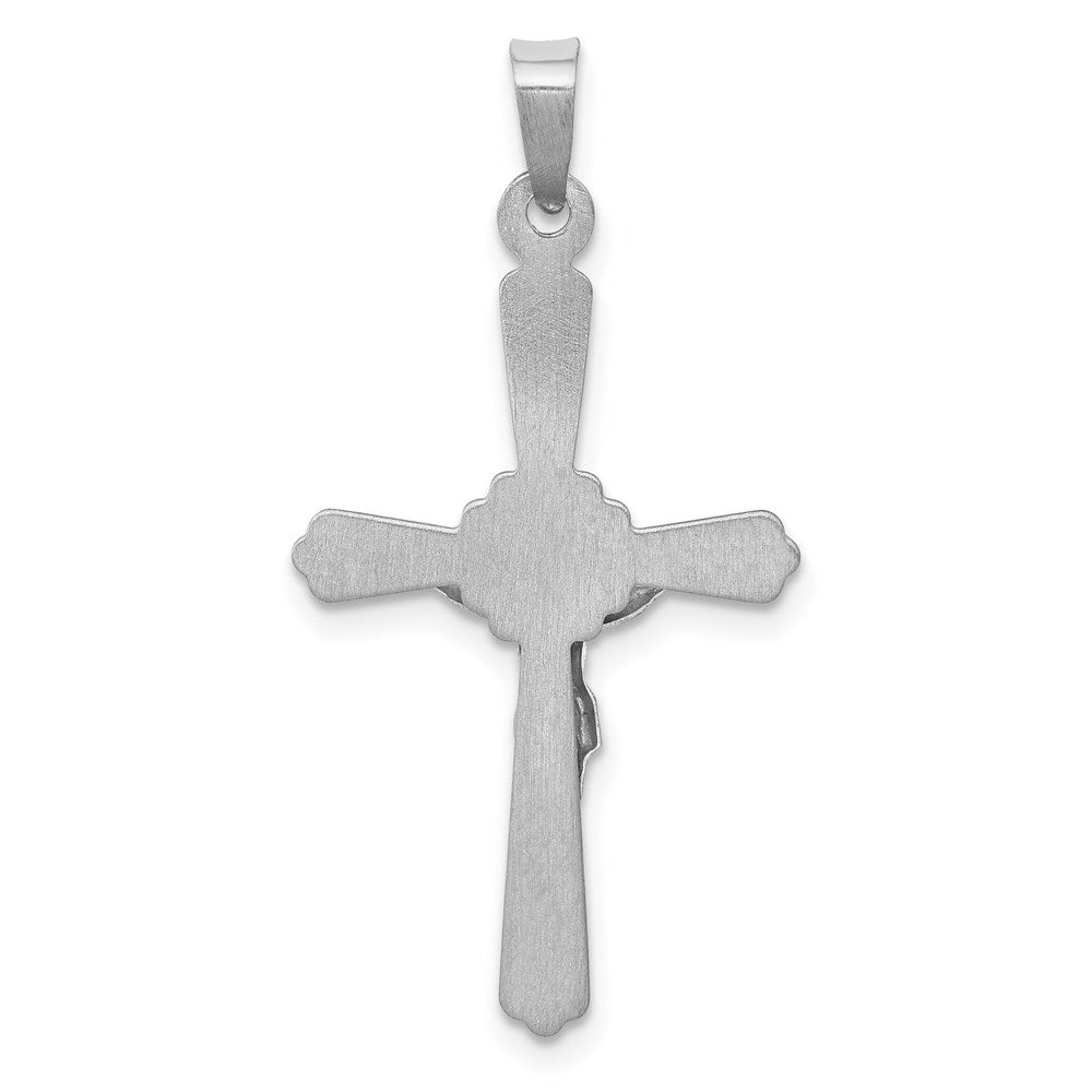 14k White Gold 17 mm Polished INRI Crucifix Pendant (0.67 grams)