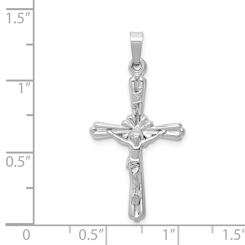 14k White Gold 17 mm Polished INRI Crucifix Pendant (0.67 grams)