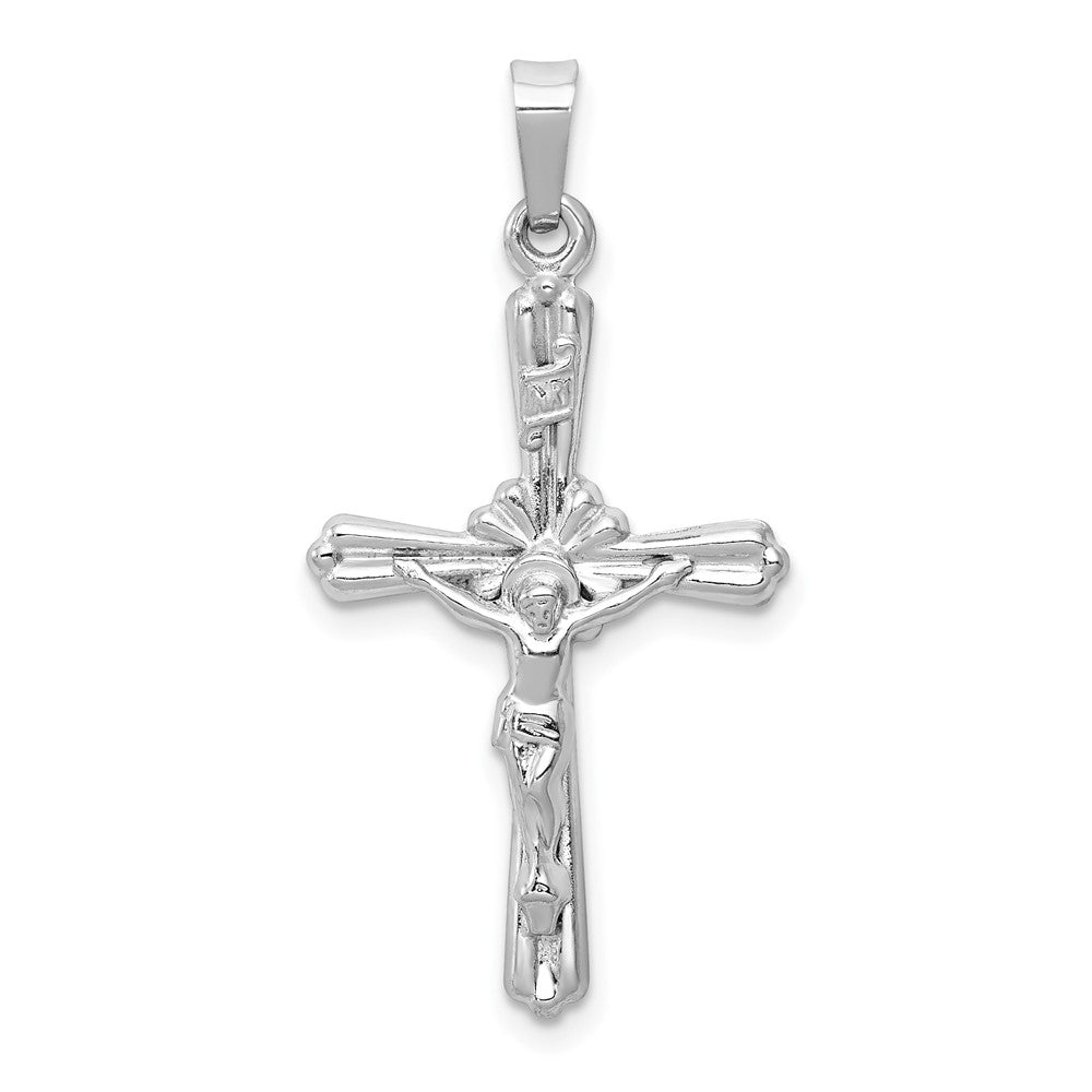 14k White Gold 17 mm Polished INRI Crucifix Pendant (0.67 grams)