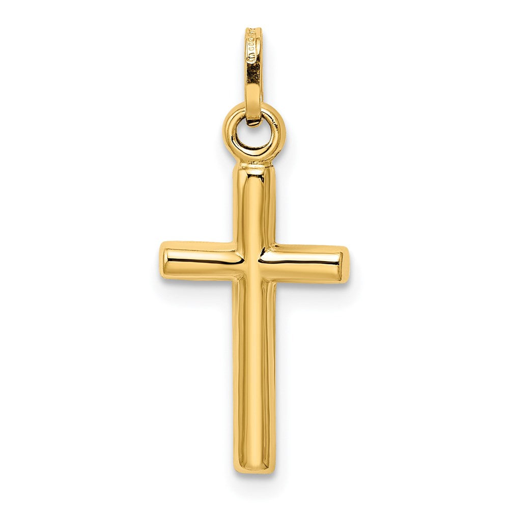 14k Yellow Gold 8.8 mm Hollow Cross Pendant (0.38 grams)