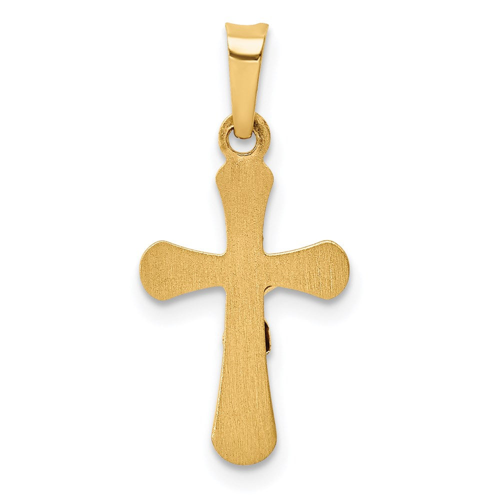 14k Yellow & Rhodium 11 mm Polished INRI Rounded Crucifix Pendant (0.47 grams)