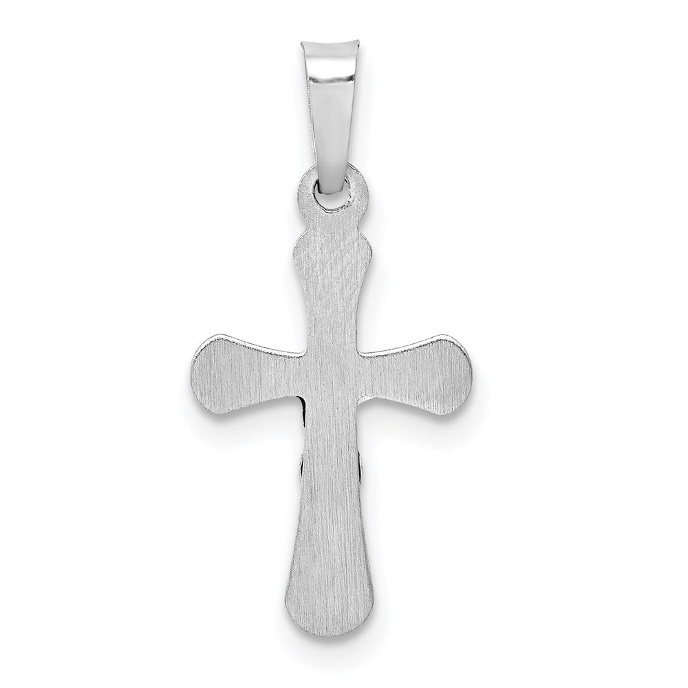 14k White Gold 11 mm Polished INRI Rounded Crucifix Pendant (0.44 grams)