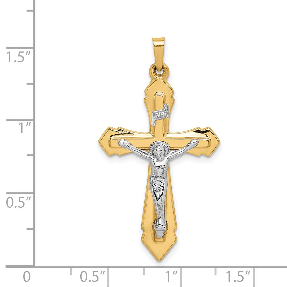 14k Two-tone 22 mm Polished INRI Crucifix Pendant (1.28 grams)