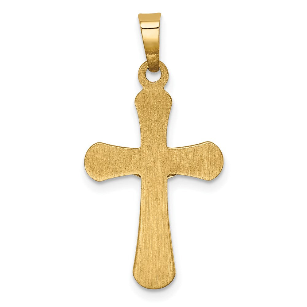 14k Two-tone 14 mm Polished Rounded Cross Pendant (0.63 grams)