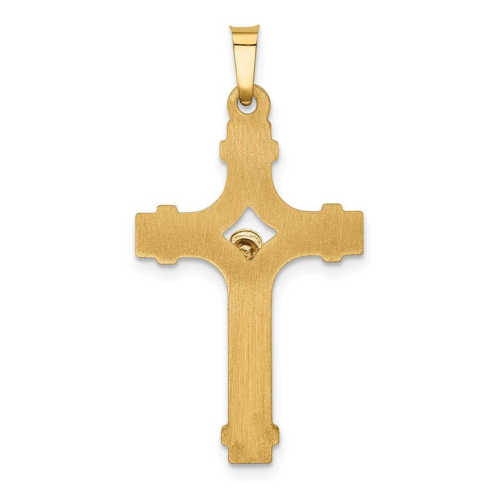 14k Two-tone 17.25 mm Polished INRI Crucifix Pendant (0.97 grams)