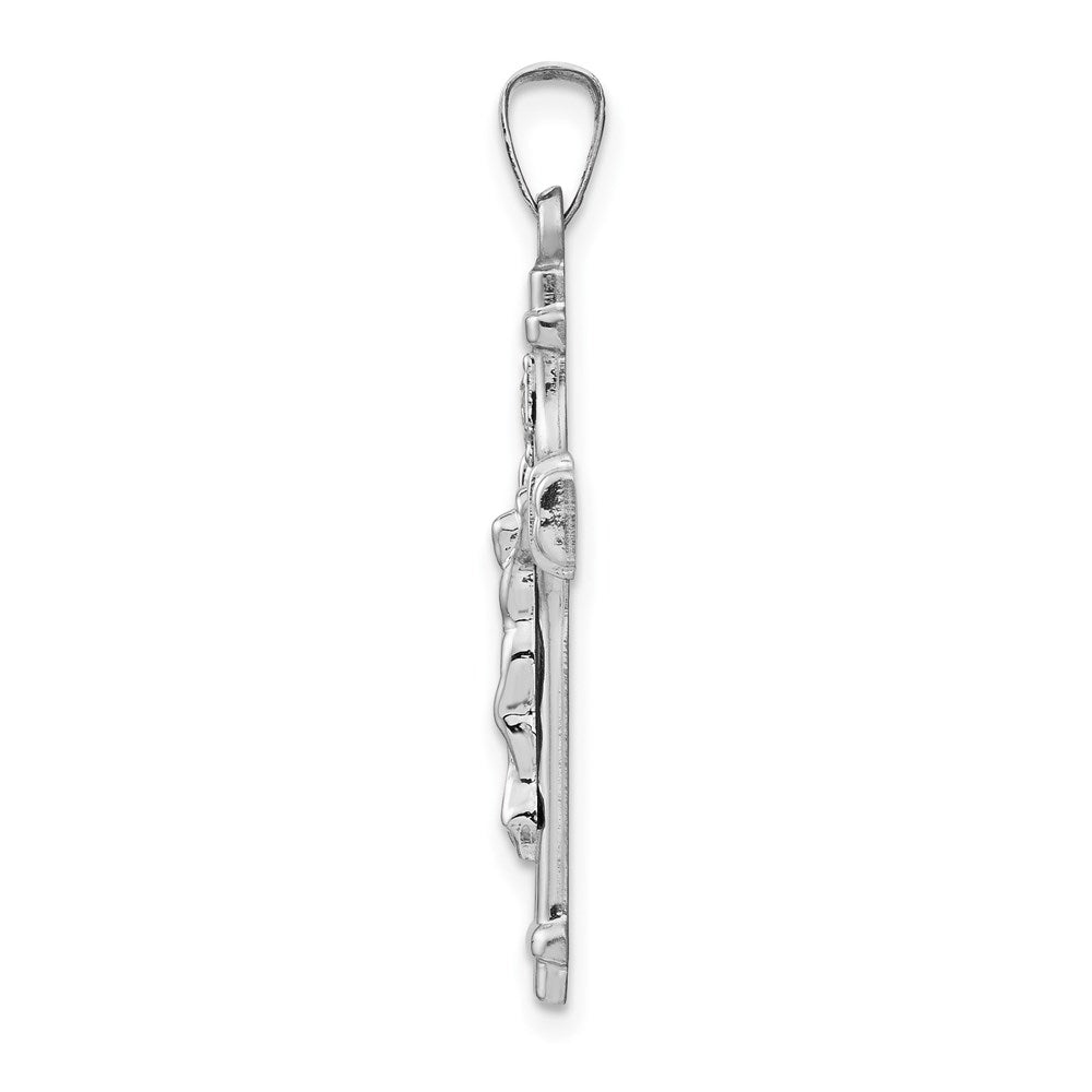 14k White Gold 17.25 mm Polished INRI Crucifix Pendant (0.99 grams)