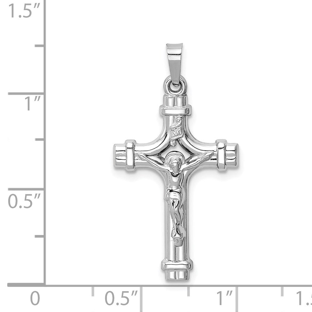 14k White Gold 17.25 mm Polished INRI Crucifix Pendant (0.99 grams)