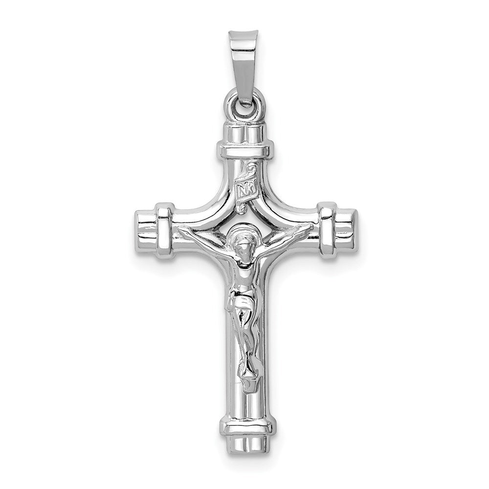 14k White Gold 17.25 mm Polished INRI Crucifix Pendant (0.99 grams)