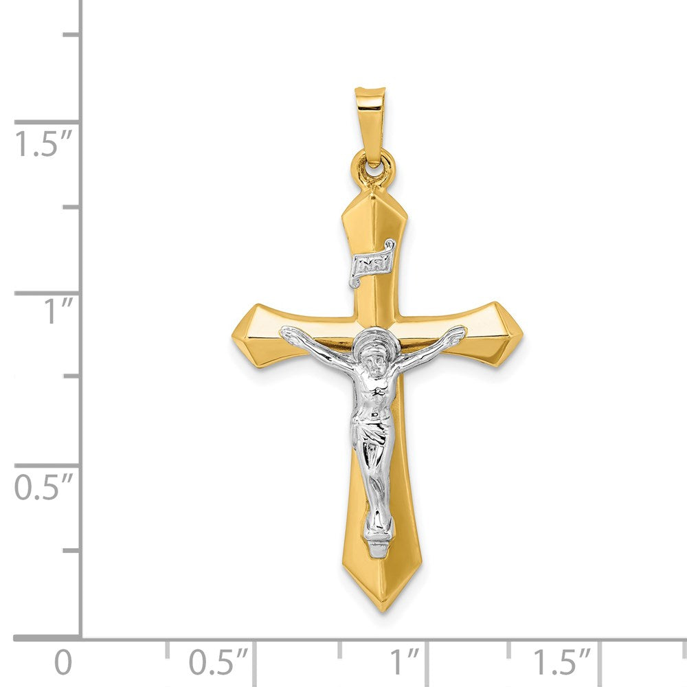 14k Two-tone 22 mm Polished INRI Crucifix Pendant (1.36 grams)