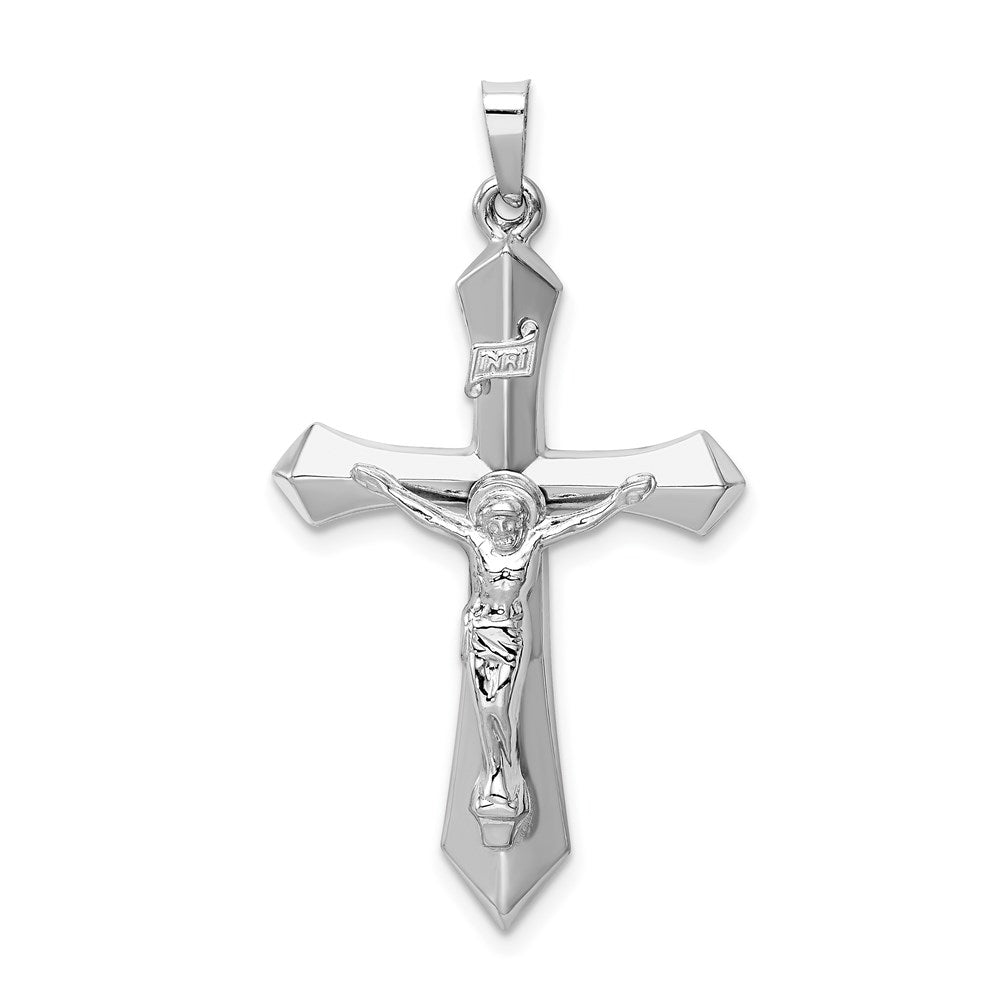 14k White Gold 22 mm Polished INRI Passion Crucifix Pendant (1.27 grams)