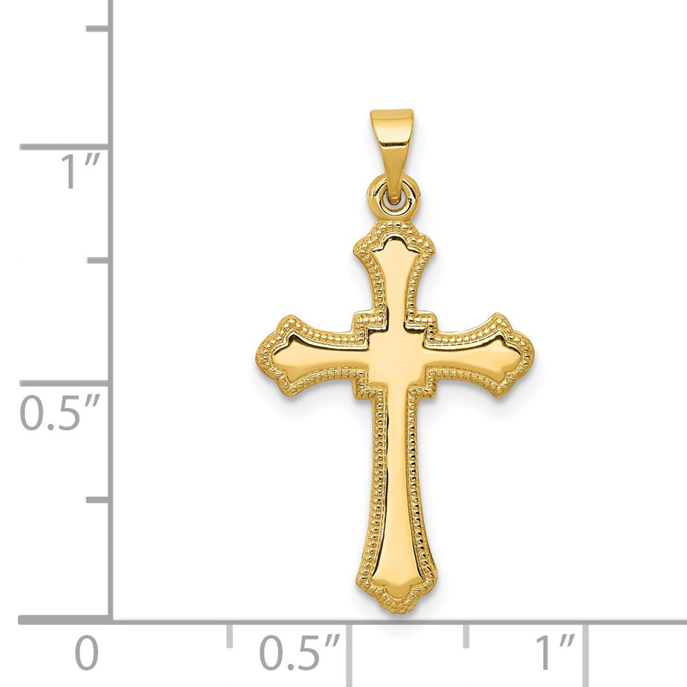 14k Yellow Gold 15 mm Budded Cross Pendant (0.77 grams)