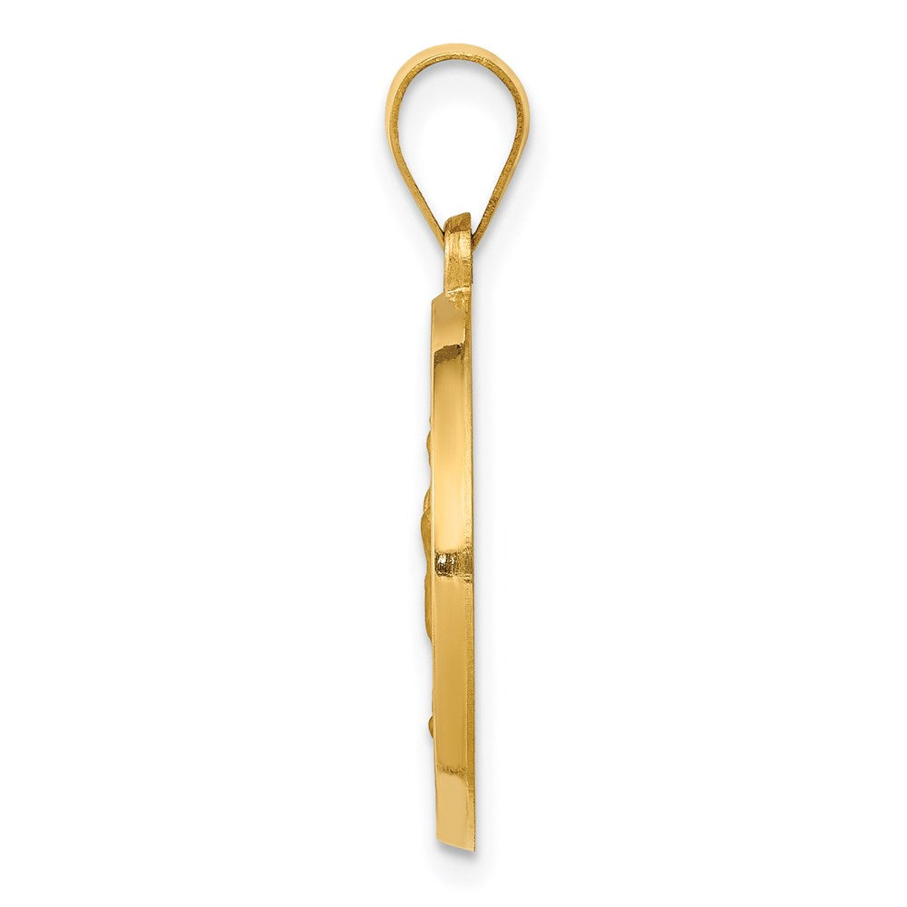 14k Yellow Gold 19 mm Polished/Satin Spanish Our Lady Guadalupe Hollow Medal (1.43 grams)