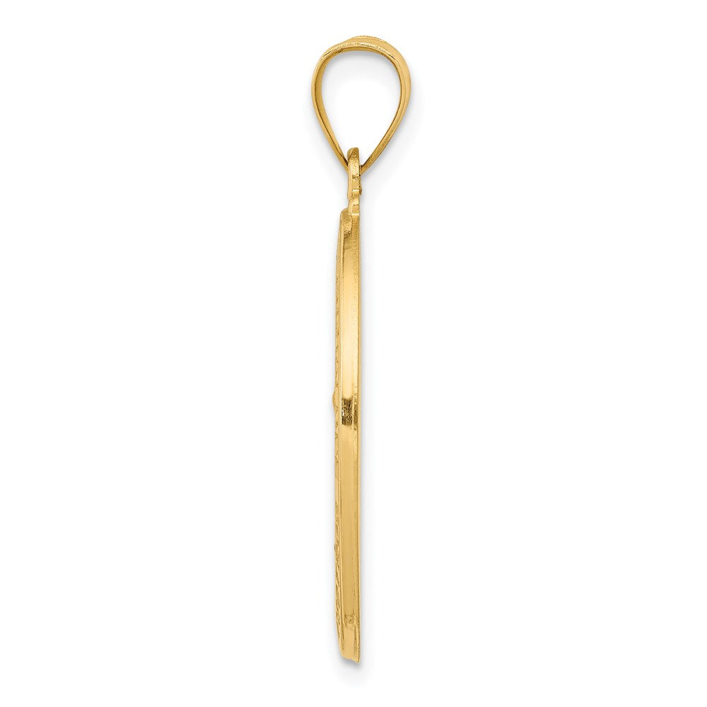 14k Yellow Gold 16.43 mm Polish/Satin Hollow Spanish Lady Of Guadalupe Medal Pendant (1.56 grams)