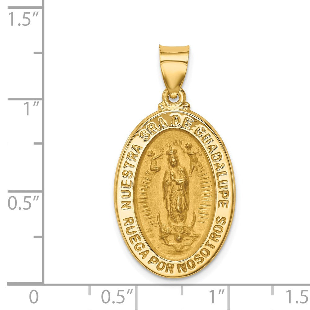 14k Yellow Gold 16.43 mm Polish/Satin Hollow Spanish Lady Of Guadalupe Medal Pendant (1.56 grams)