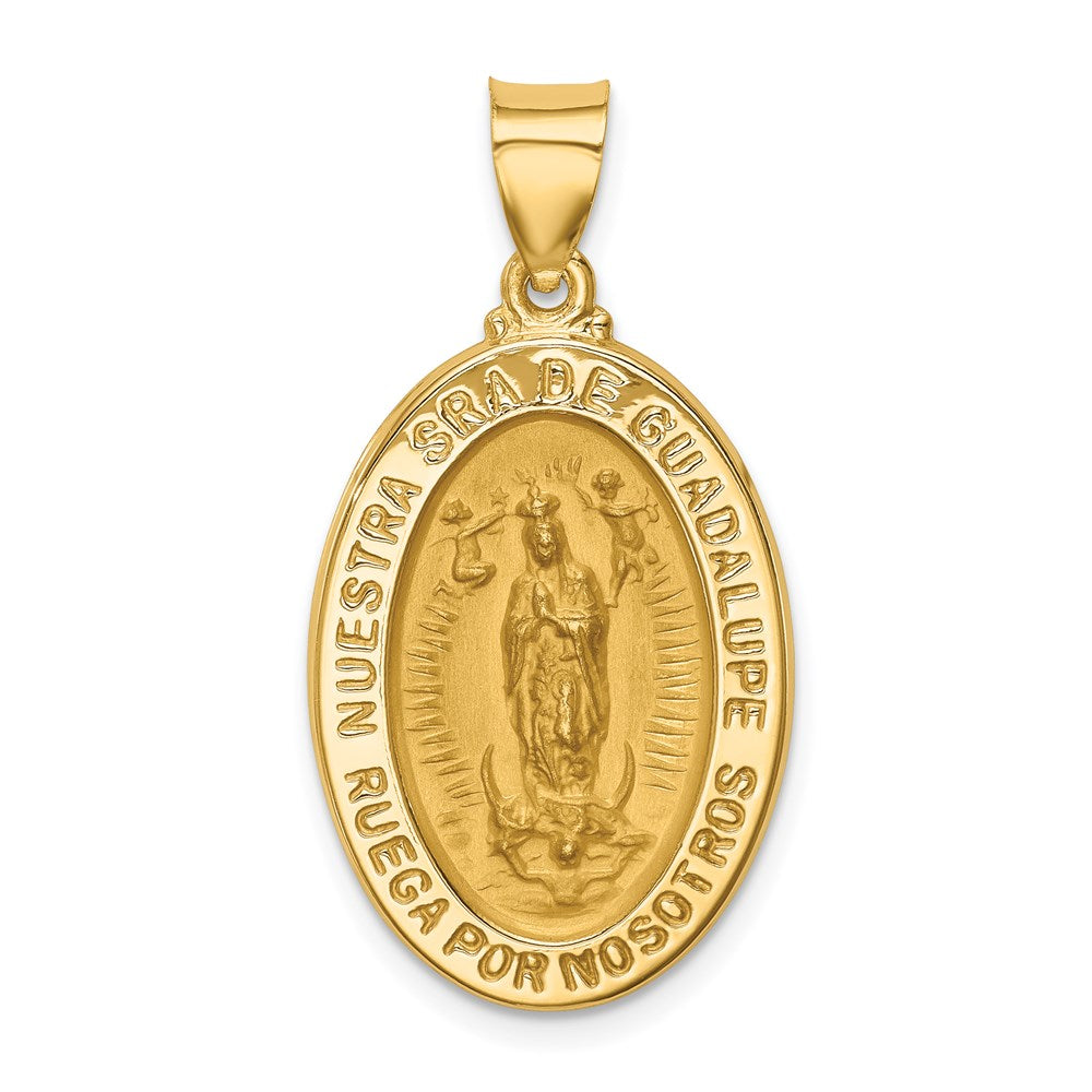 14k Yellow Gold 16.43 mm Polish/Satin Hollow Spanish Lady Of Guadalupe Medal Pendant (1.56 grams)