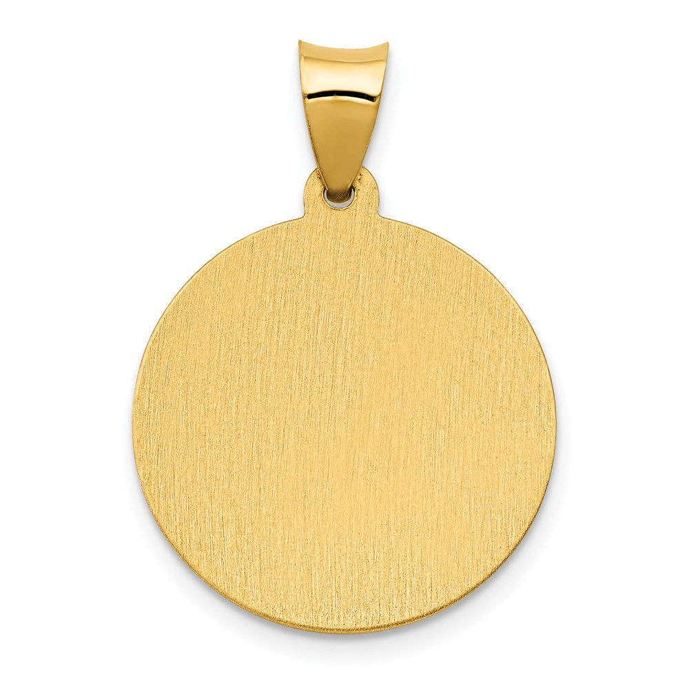 14k Yellow Gold 19 mm Polished/Satin St. Brigid Hollow Medal Pendant (1.5 grams)