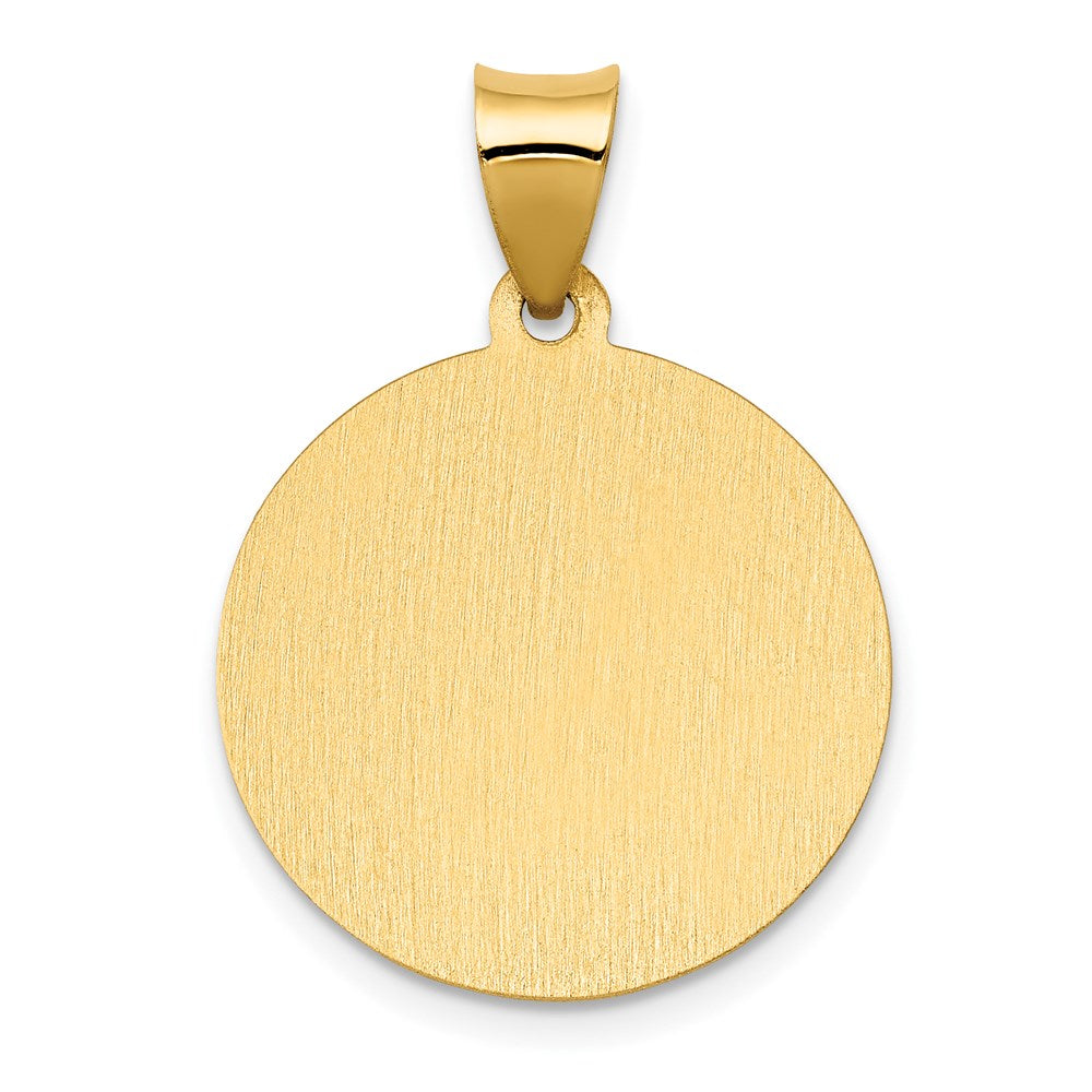 14k Yellow Gold 19 mm Polished/Satin St. Catherine Hollow Medal Pendant (1.48 grams)