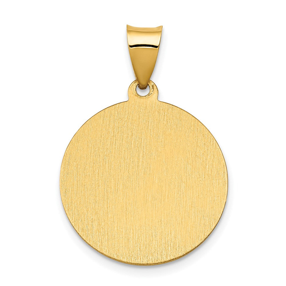 14k Yellow Gold 19 mm Polished/Satin St. Cecilia Hollow Medal Pendant (1.36 grams)