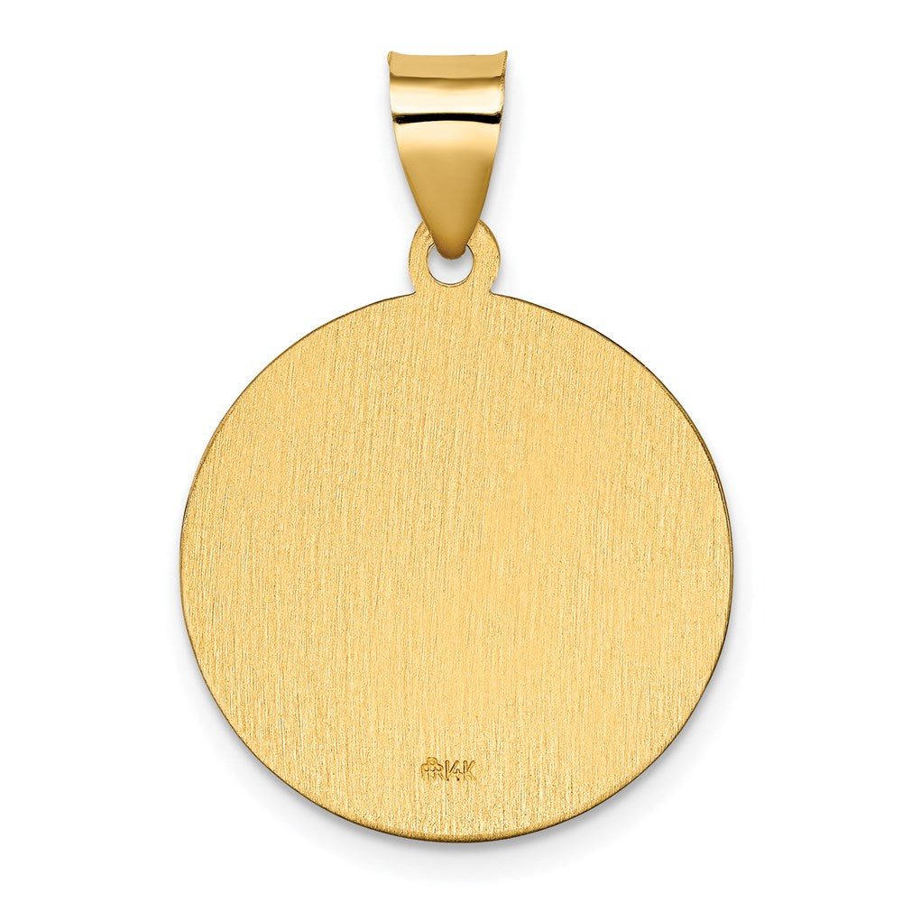 14k Yellow Gold 18.7 mm Polished / Satin St. Kateri Hollow Medal Pendant (1.35 grams)