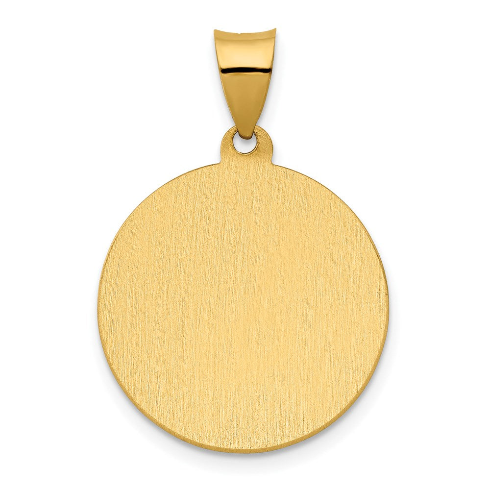 14k Yellow Gold 18.7 mm Polished / Satin St. Rocco Hollow Medal Pendant (1.82 grams)