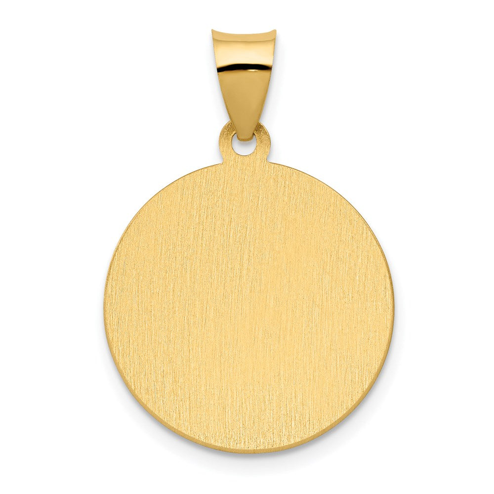 14k Yellow Gold 18.3 mm Polished / Satin St. Vincent Hollow Medal Pendant (1.38 grams)