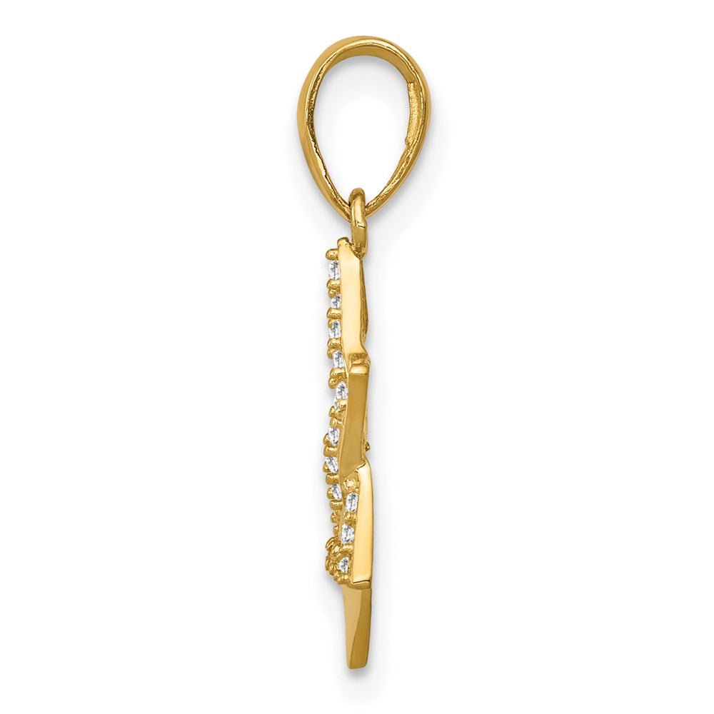 14k Yellow Gold Polished CZ Star of David Pendant (0.67 grams)