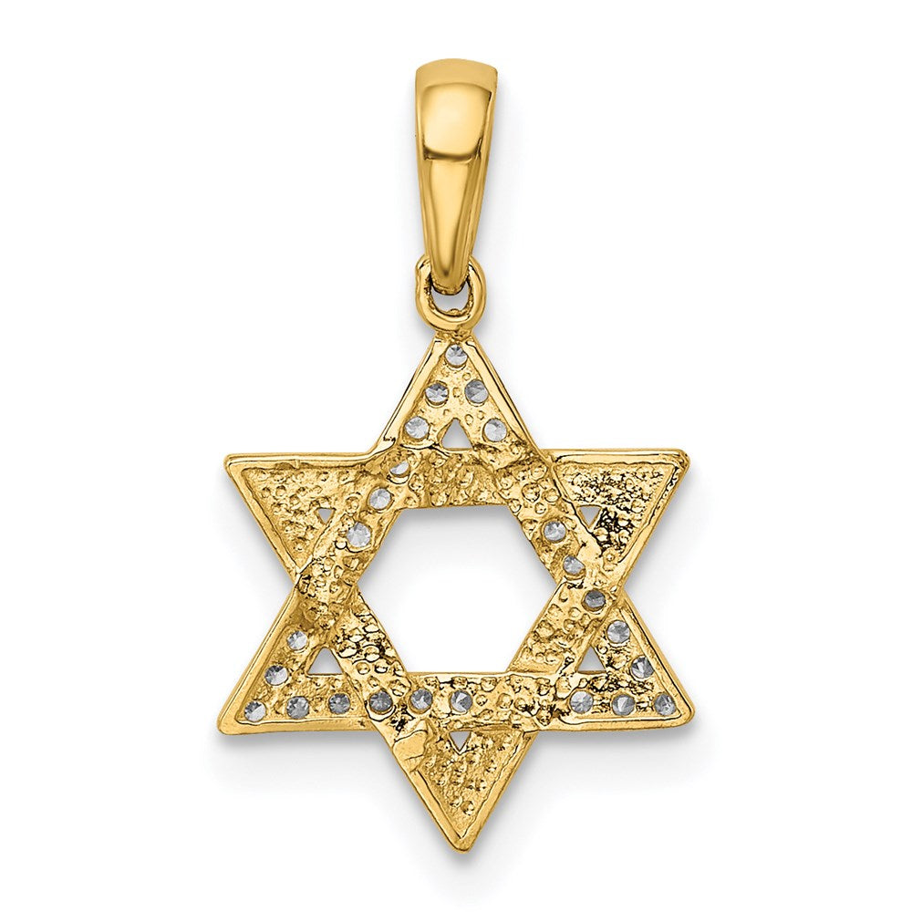 14k Yellow Gold Polished CZ Star of David Pendant (0.67 grams)