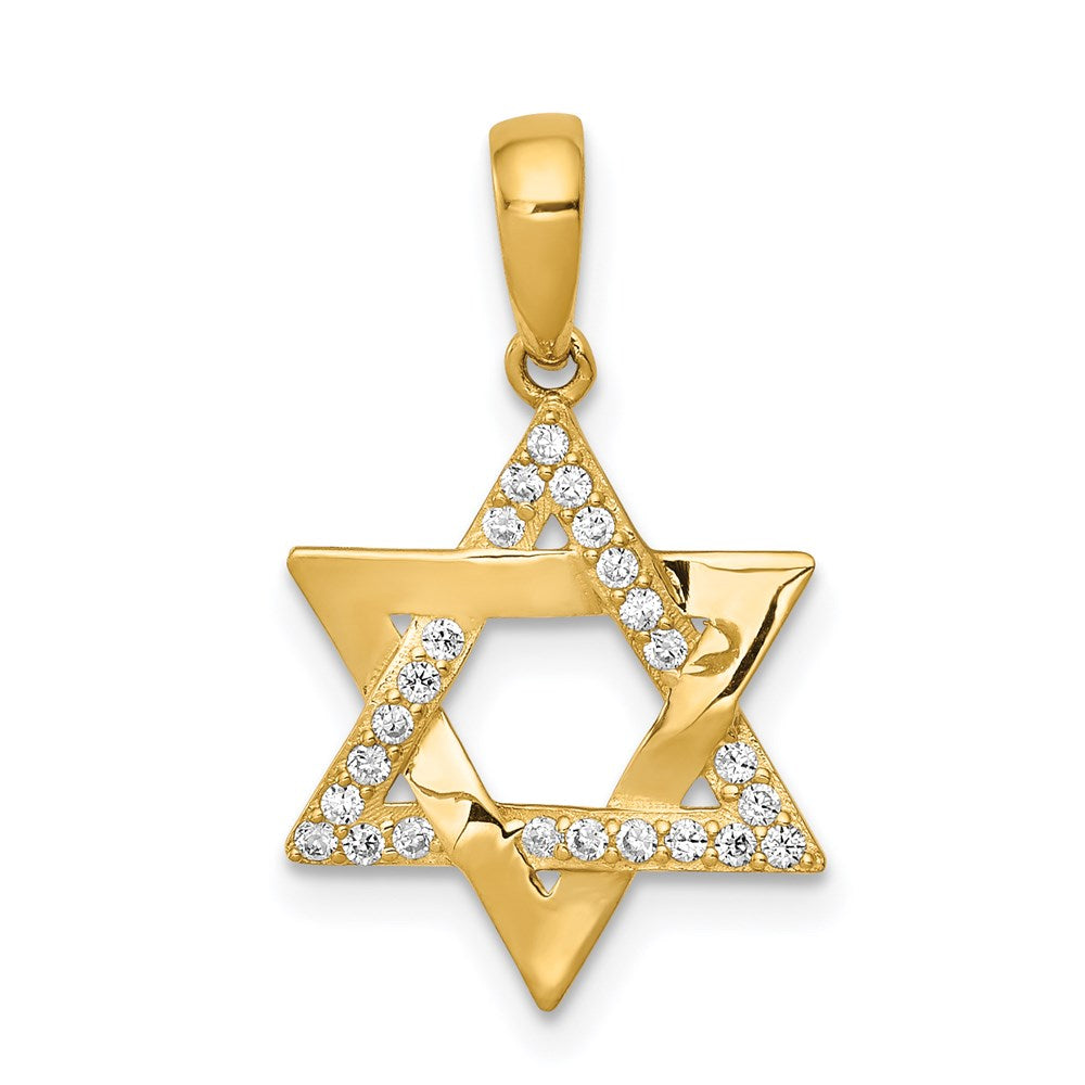 14k Yellow Gold Polished CZ Star of David Pendant (0.67 grams)