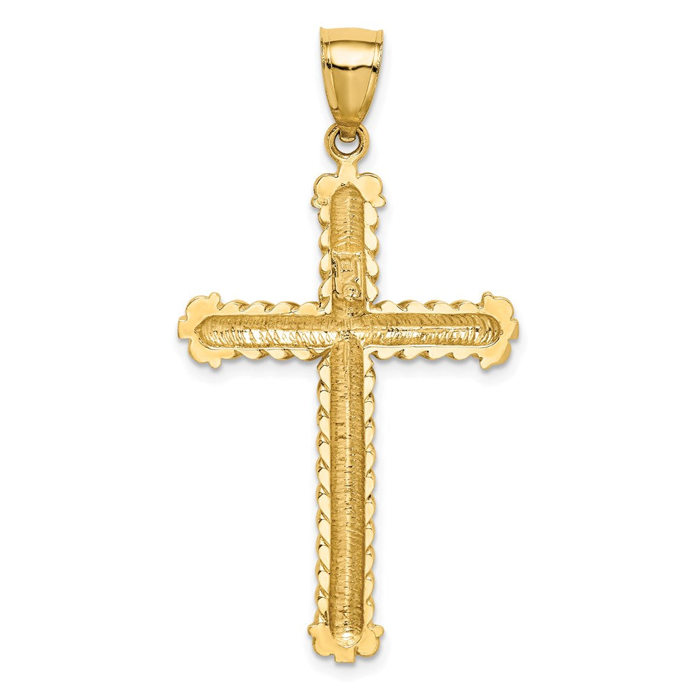 14k Yellow Gold 23.25 mm Diamond-cut Cross Pendant (3.2 grams)