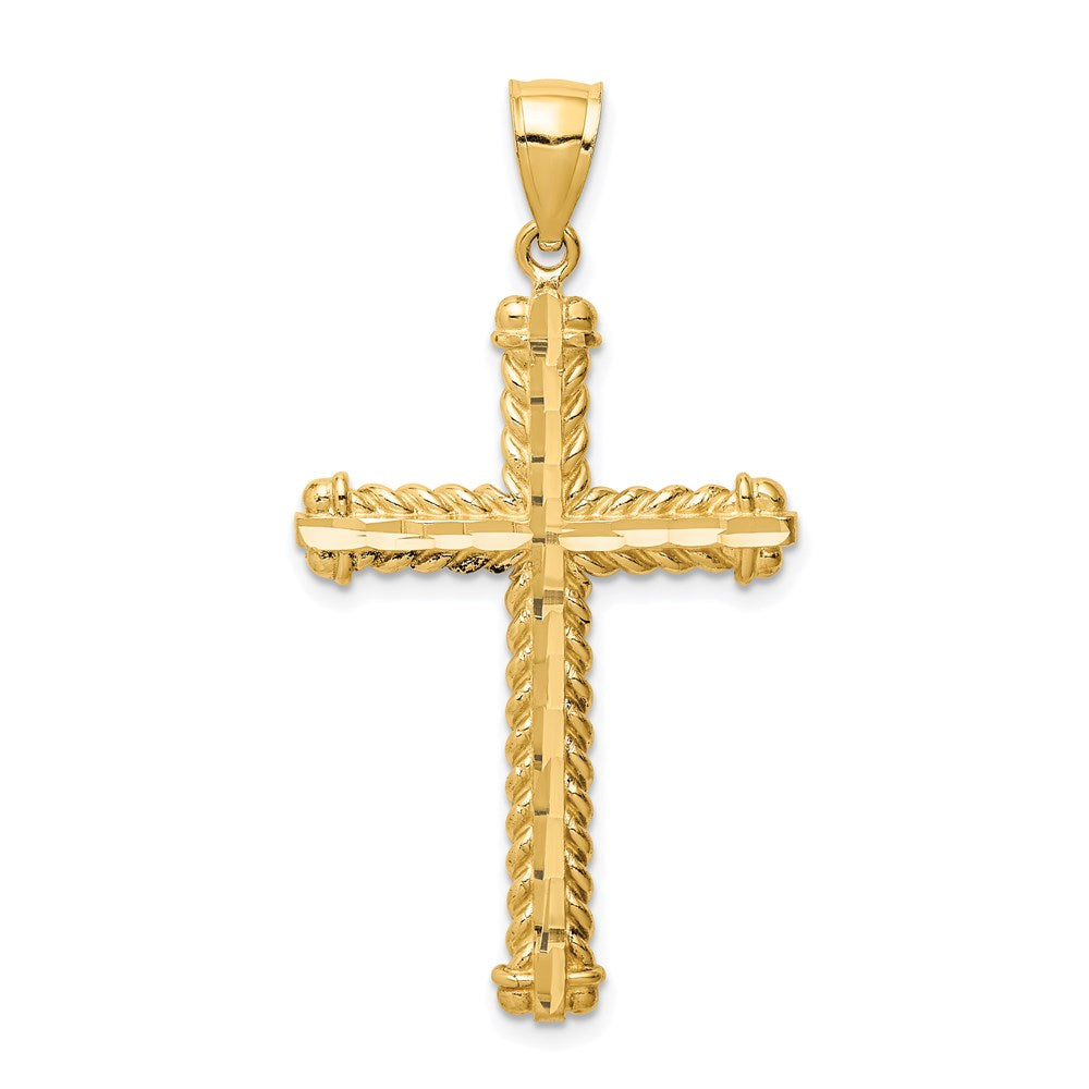 14k Yellow Gold 23.25 mm Diamond-cut Cross Pendant (3.2 grams)