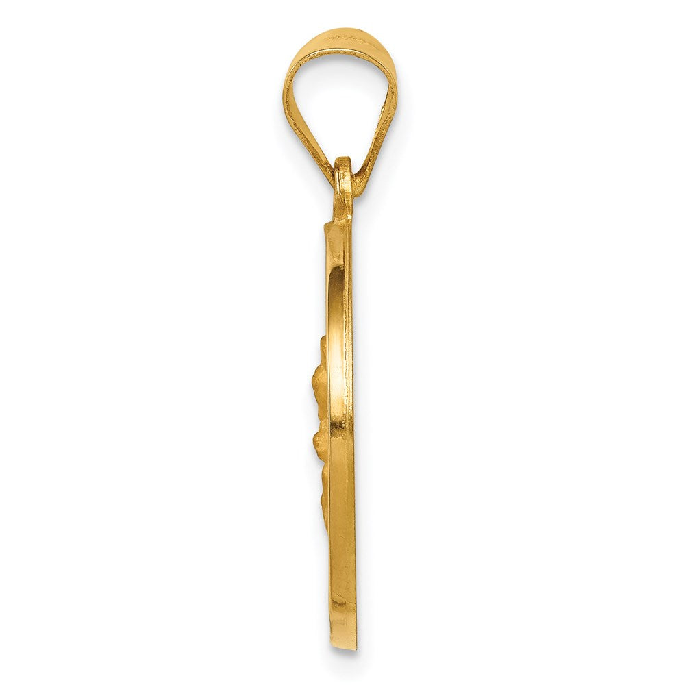 14k Yellow Gold 19 mm Hollow Polished/Satin Spanish Perpetuo Socorro Medal (1.49 grams)