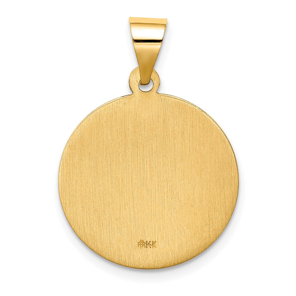 14k Yellow Gold 18.7 mm Hollow Polished/Satin Round St. Edmund Medal (1.44 grams)