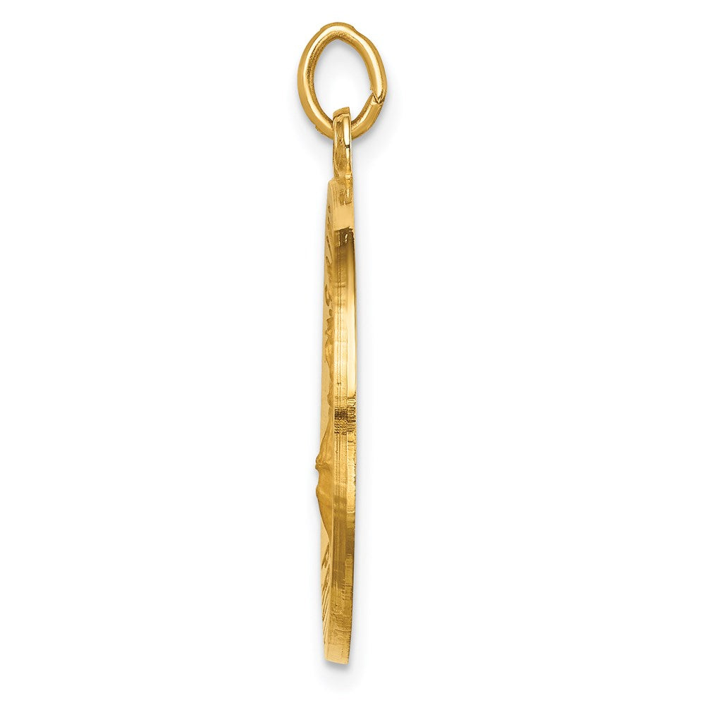 14k Yellow Gold 22.25 mm Solid Polished/Satin Round St. Florian Medal (3.43 grams)