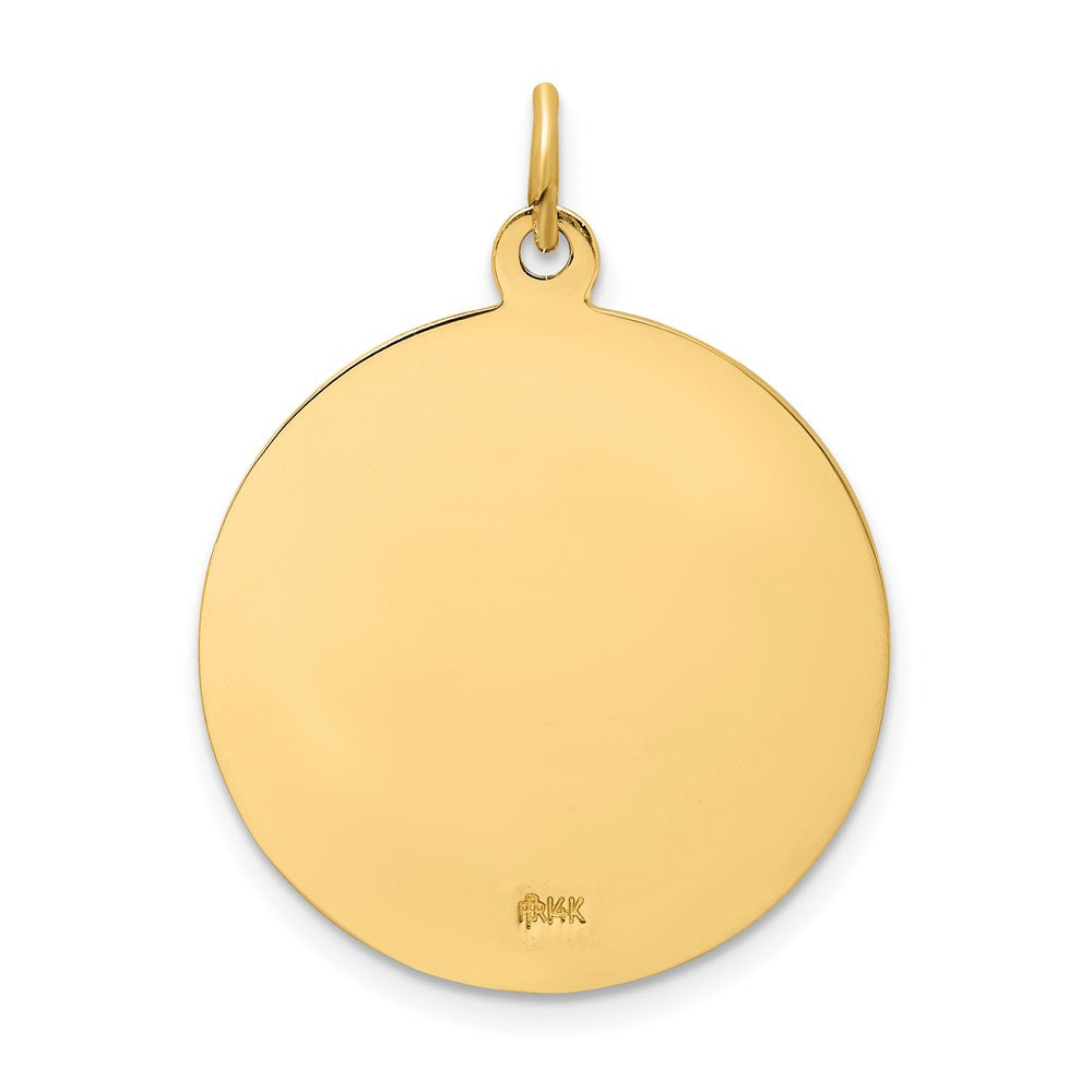 14k Yellow Gold 22.25 mm Solid Polished/Satin Round St. Florian Medal (3.43 grams)