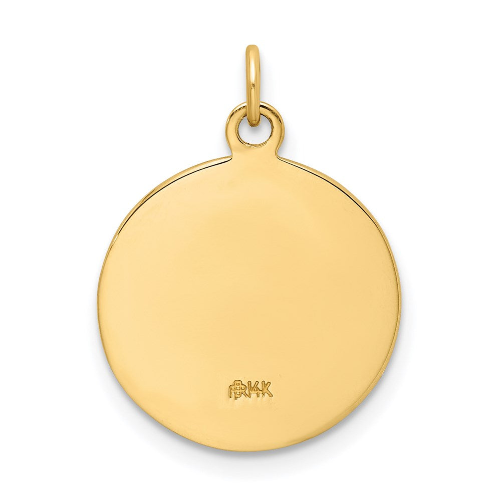 14k Yellow Gold 15 mm Solid Polished/Satin Small St. Florian Medal (1.21 grams)