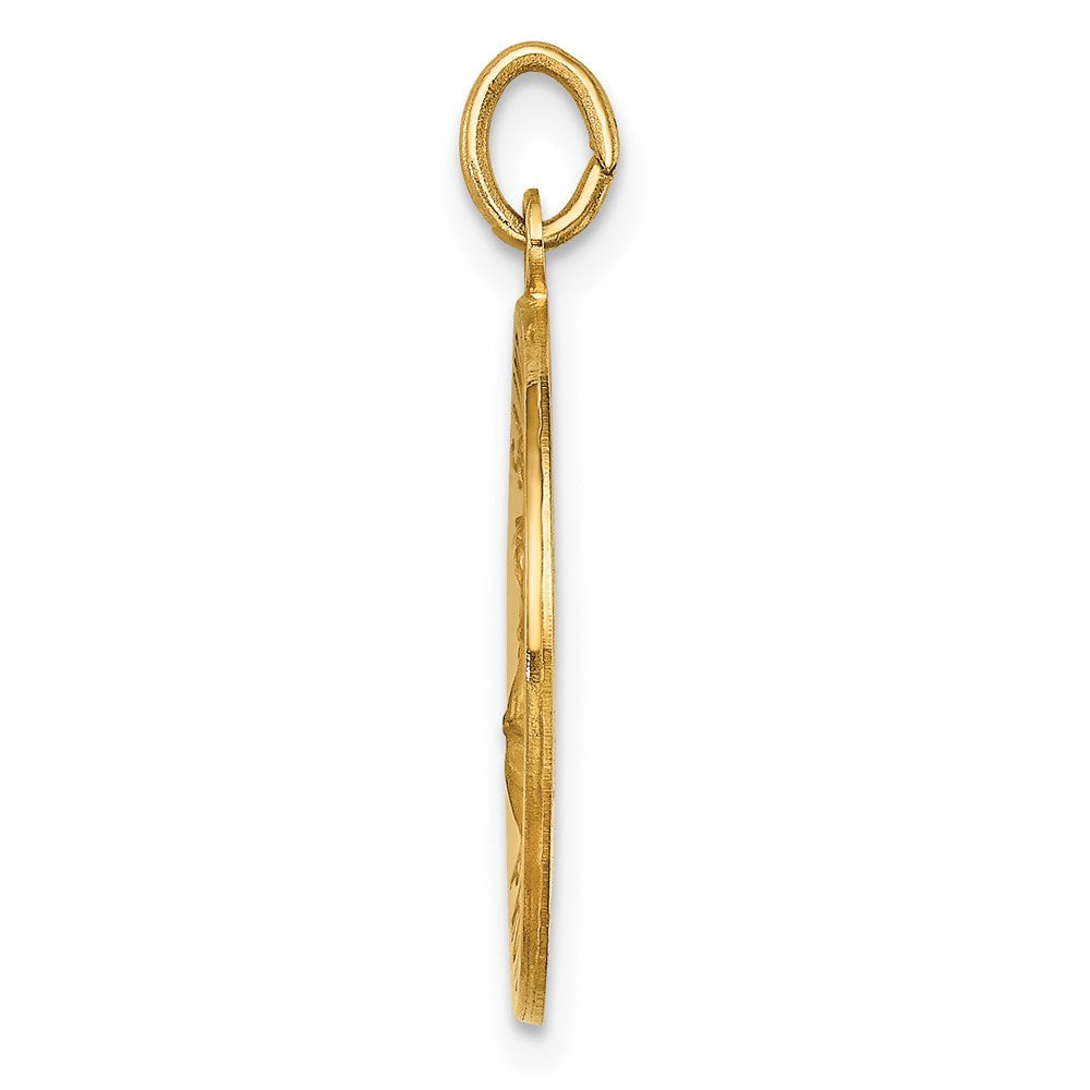14k Yellow Gold 18 mm Solid Polished/Satin Medium St. Florian Medal (1.78 grams)