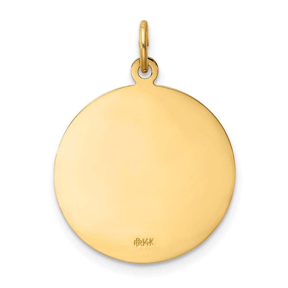 14k Yellow Gold 18 mm Solid Polished/Satin Medium St. Florian Medal (1.78 grams)