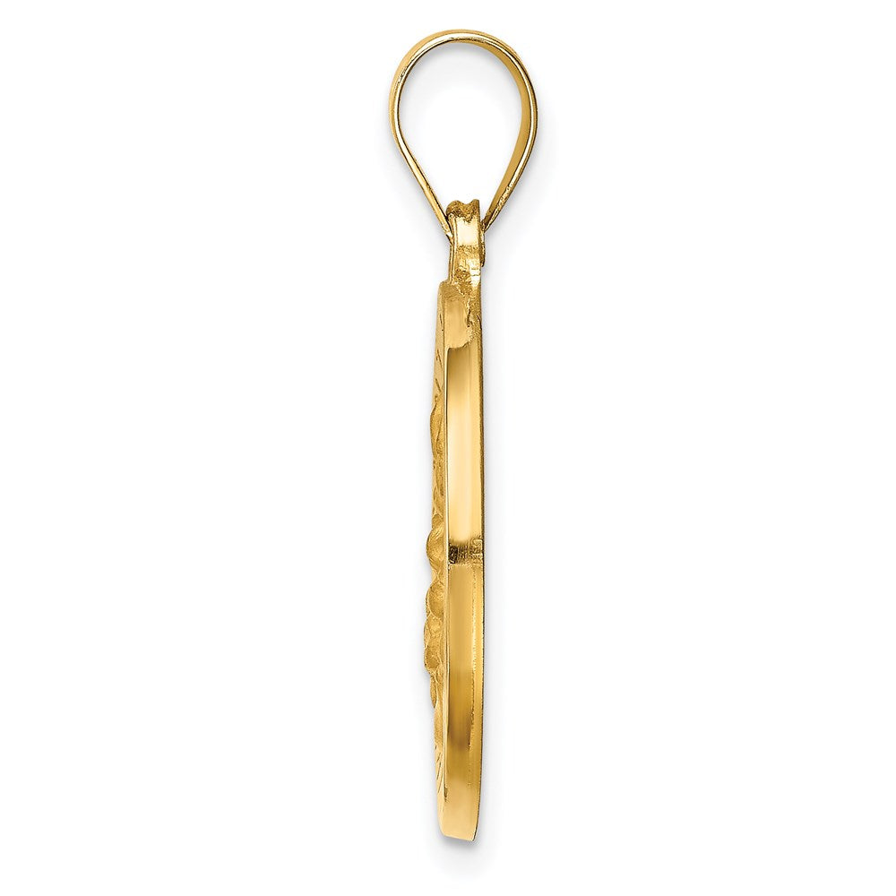 14k Yellow Gold 18.75 mm Hollow Polished/Satin Round St. Magdalena Medal (1.47 grams)