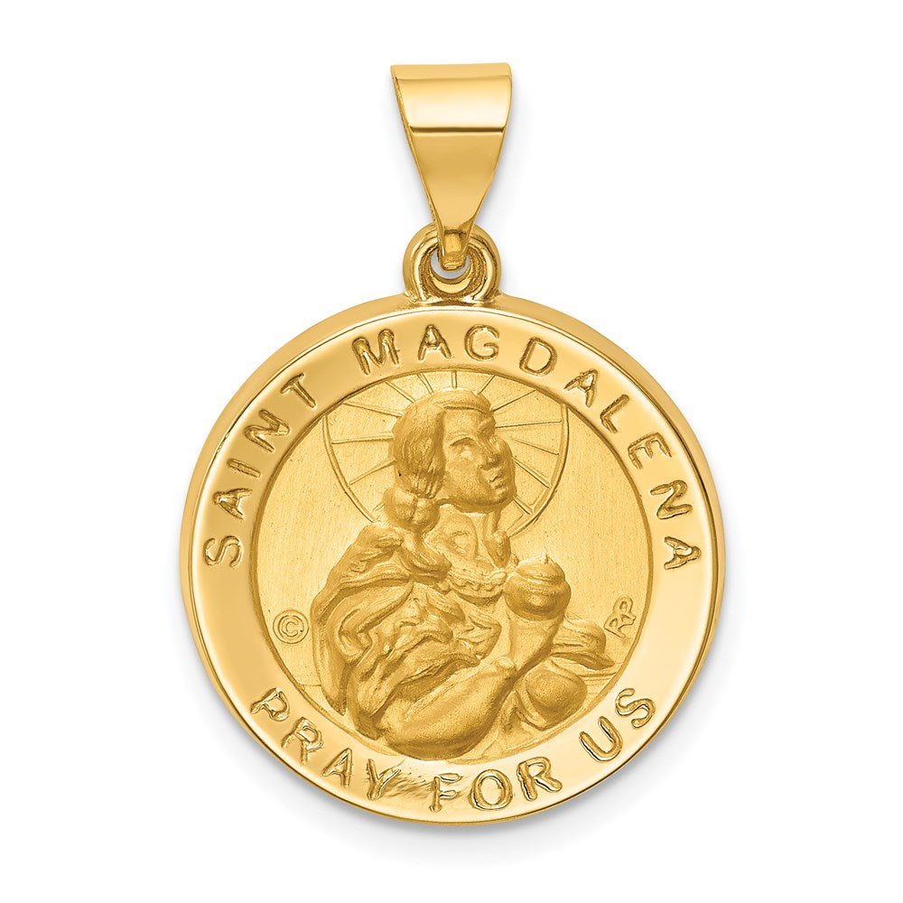 14k Yellow Gold 18.75 mm Hollow Polished/Satin Round St. Magdalena Medal
