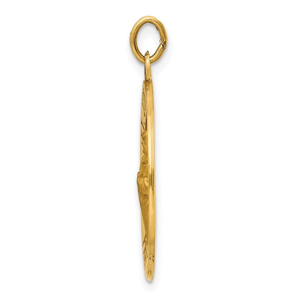 14k Yellow Gold 21.3 mm Solid Polished/Satin Medium Round St. Jude Thaddeus Medal (3.7 grams)